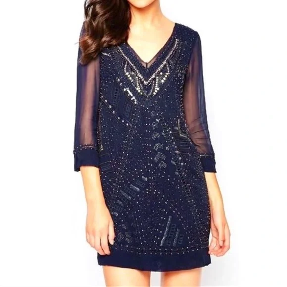French Connection | Dresses | French Connection Evissa Navy Blue Beaded Metallic Sheer Sleeve Shift Mini Dress | Poshmark French Connection | Dresses | French Connection Evissa Navy Blue Beaded Metallic Sheer Sleeve Shift Mini Dress | Poshmark